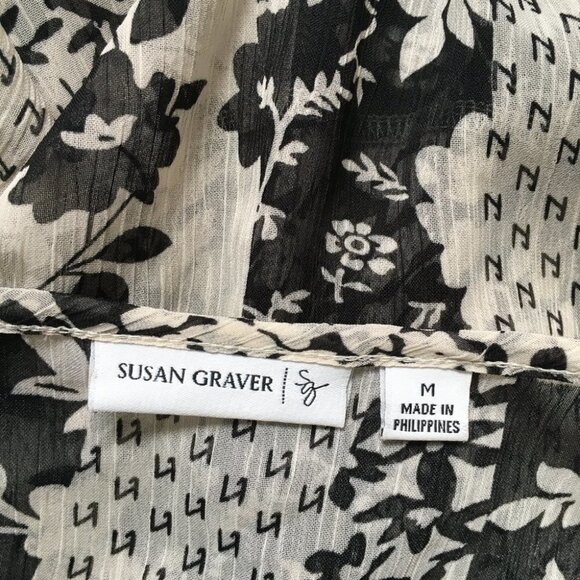 Susan Graver Sheer Tunic Blouse Long Sleeves Ruffled Size M - Picture 7 of 7